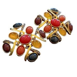 Colorful Gemstone Statement Earrings